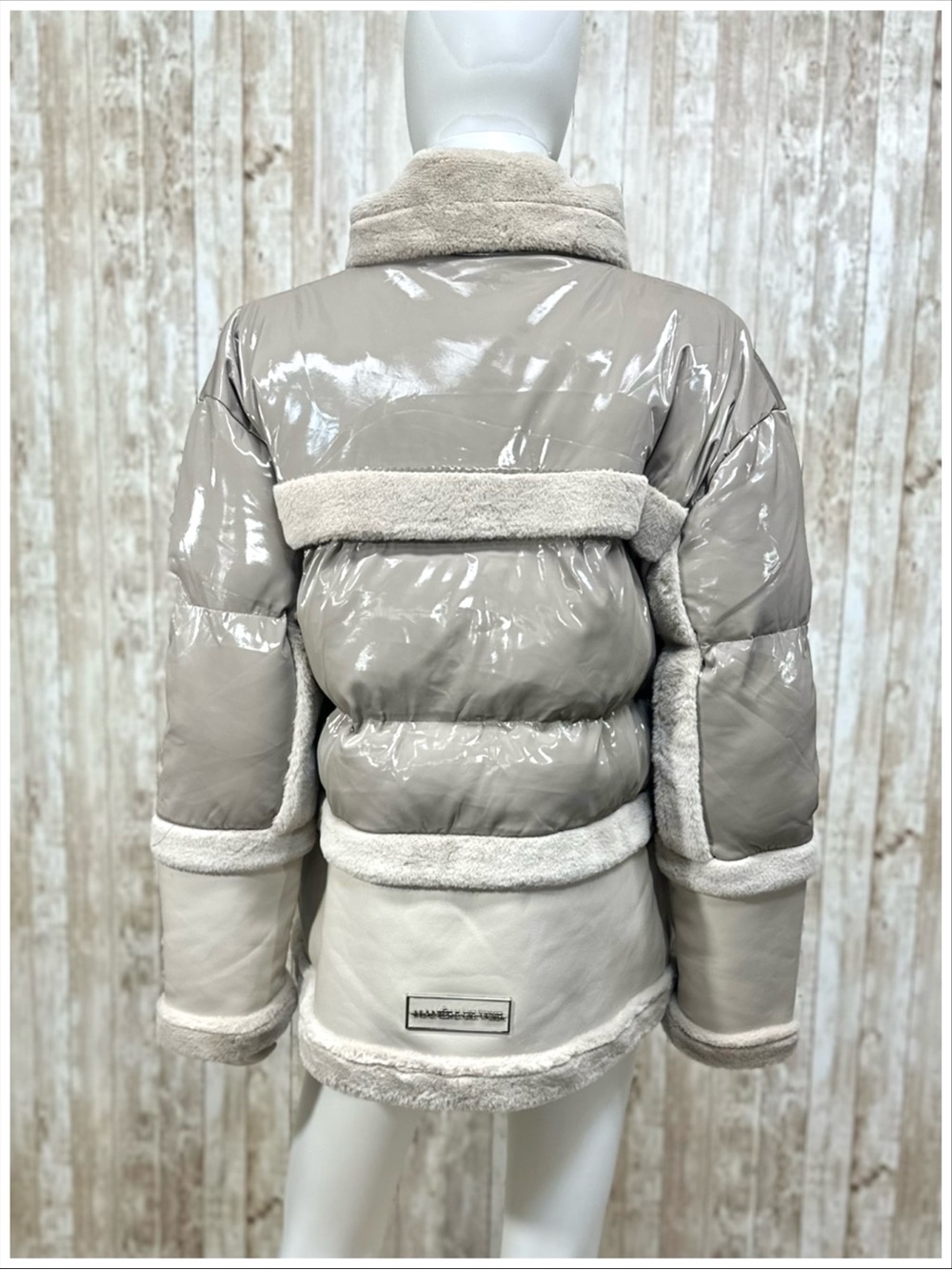 Manière De Voir Vegan Leather Plush Puffer Jacket ~ Size 4 ~ Item #PP4222 - Picture 2 of 16